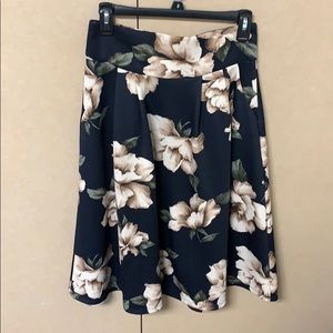 Navy floral knee high skirt
